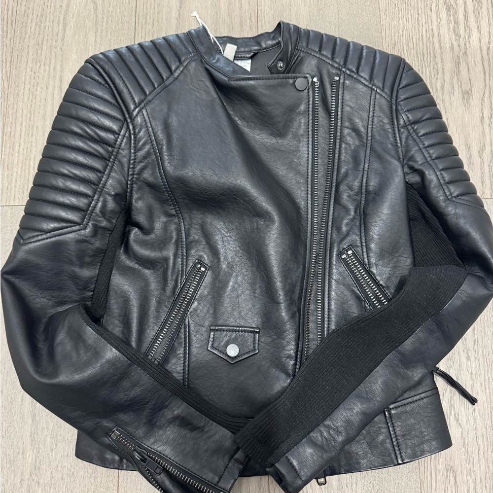H&M Quilted Black Leather Jacket